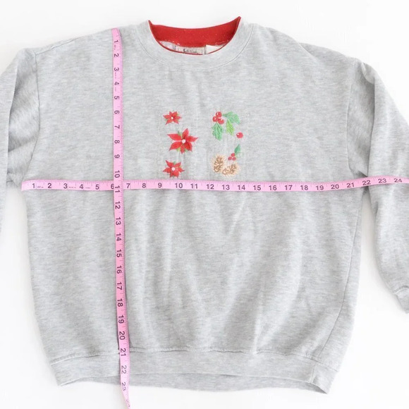 Vintage Basic  Editions Grey Crewneck Holiday Sweater - Picture 4 of 12